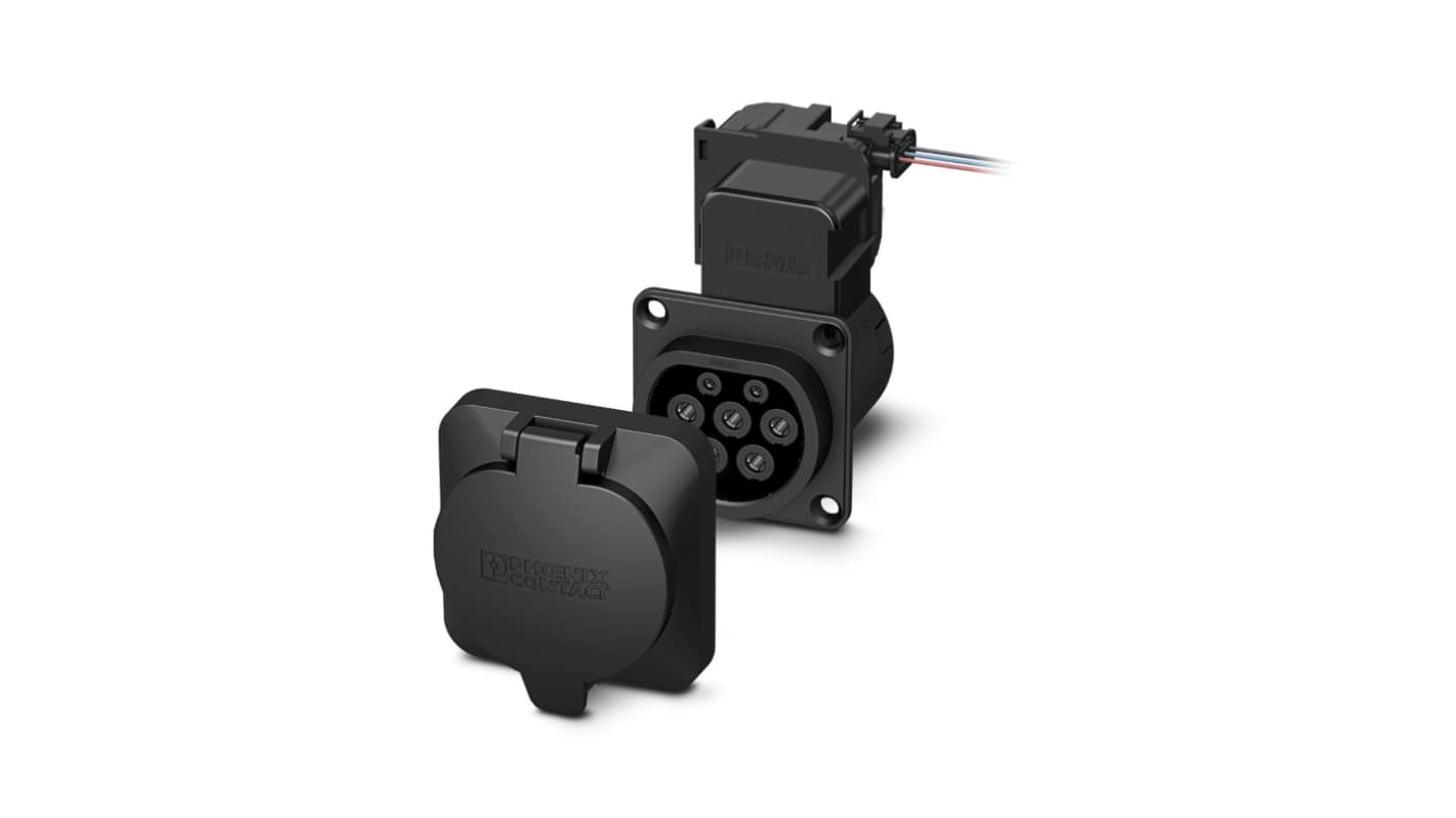 Phoenix Contact, EV-T2M3SO12 Socket Electric vehicle connector Socket, 32A, 500mm Cable