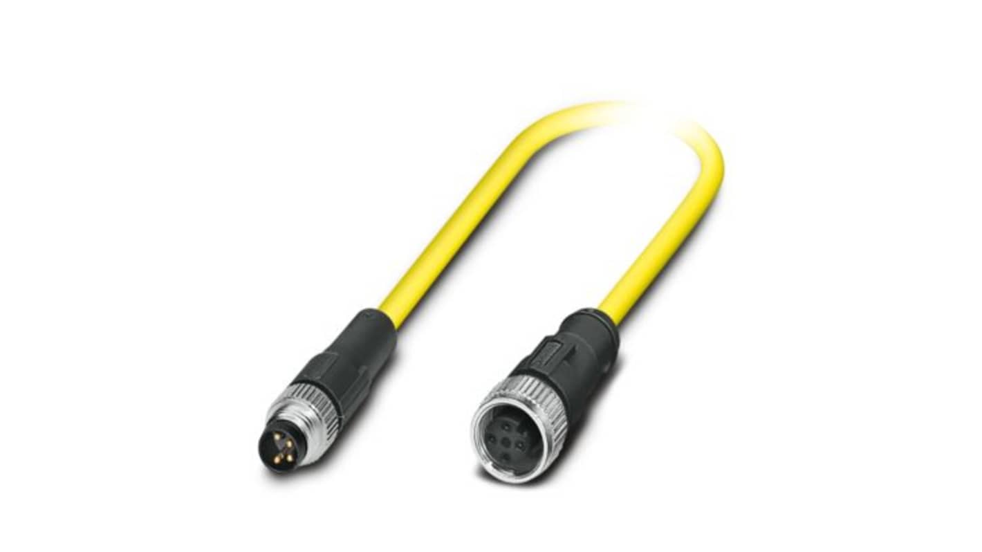Phoenix Contact Straight Male 4 way M8 to Straight Female 4 way M12 Actuator/Sensor Cable, 500mm