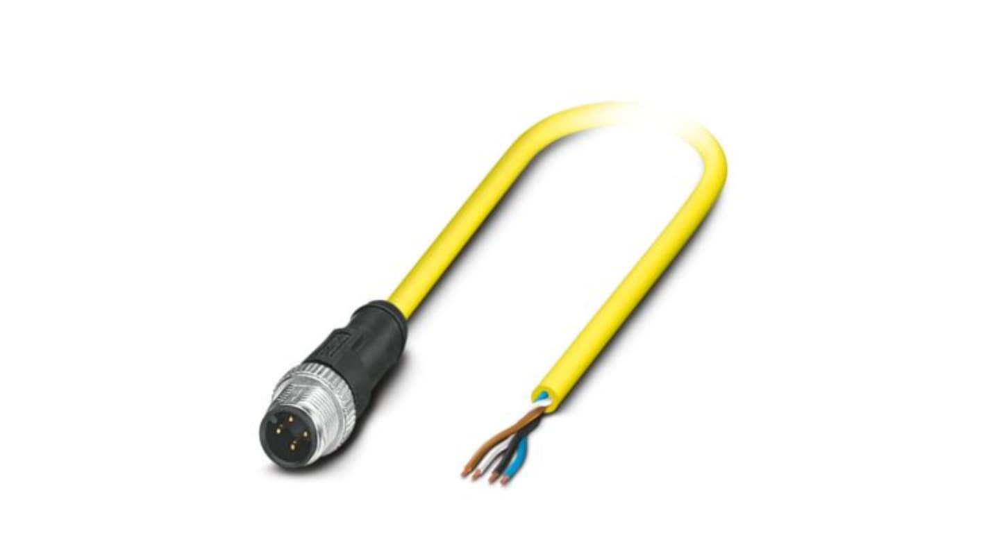 Phoenix Contact Straight Male 4 way M12 to Free Ends Actuator/Sensor Cable, 5m