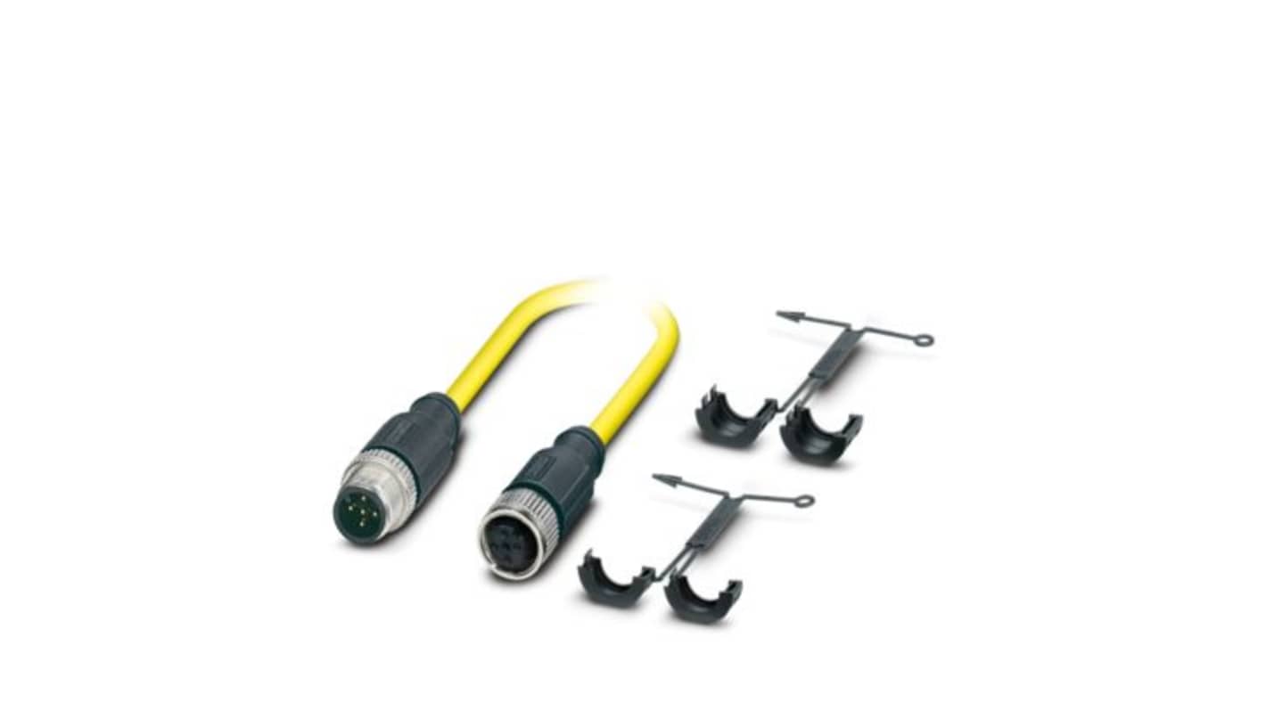 Phoenix Contact Straight Male 5 way M12 to Straight Female 5 way M12 Actuator/Sensor Cable, 500mm