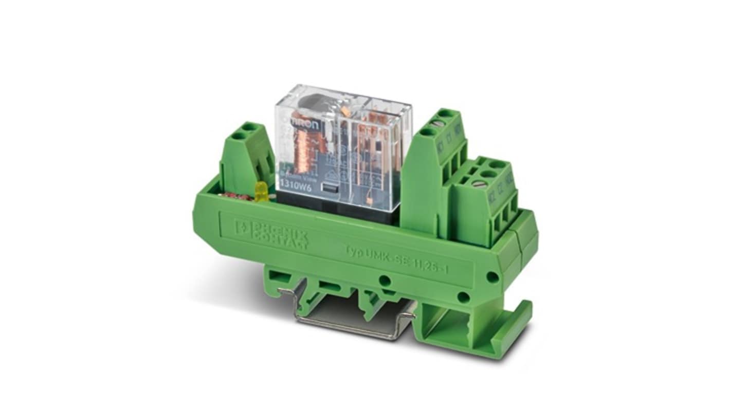 Phoenix Contact UMK Series Relay Module, DIN Rail Mount, 24V Coil, DPDT, 2-Pole