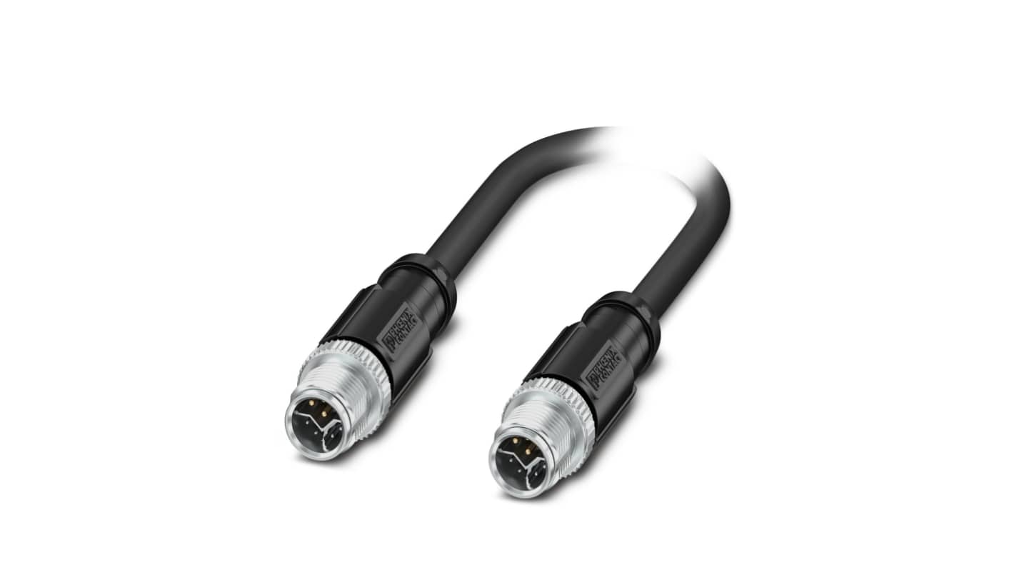 Phoenix ContactNBC, 10m Cat5, Black M12 to Male M12 Male, Shielded Shielded, Terminated Polyurethane Sheath