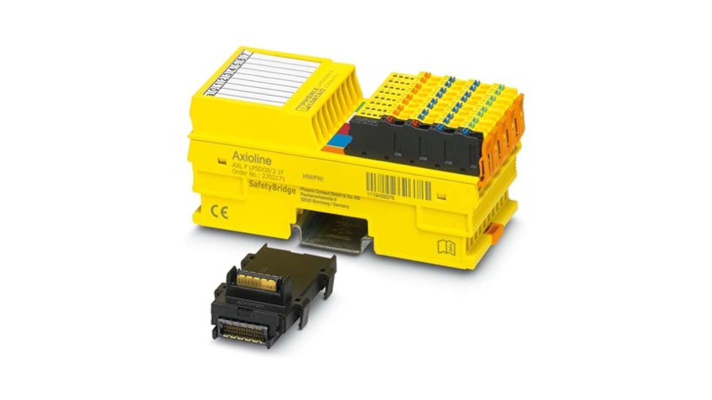 Phoenix Contact AXL F LPSDO8/3 1F Series Safety Module for Use with SafetyBridge Technology V3 System, Voltage,