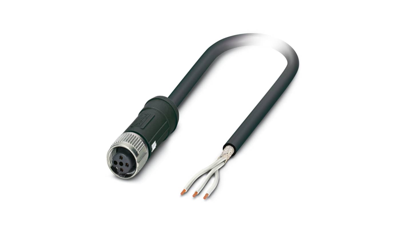 Phoenix Contact Straight Free Ends to Straight Female 3 way M12 Sensor Actuator Cable, 3m