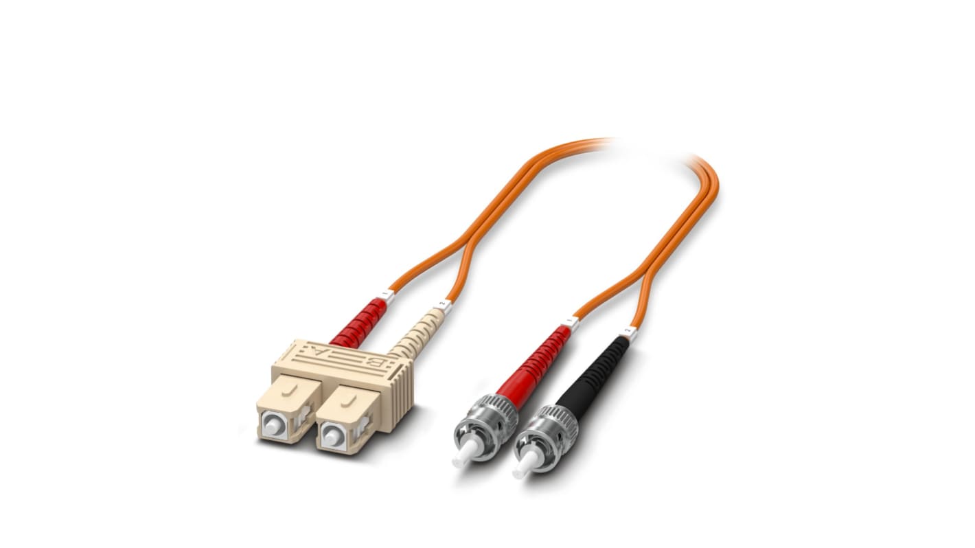 Phoenix Contact LC to SC Duplex Multi Mode OS2 Fibre Optic Cable, 50/125μm, Orange, 5m
