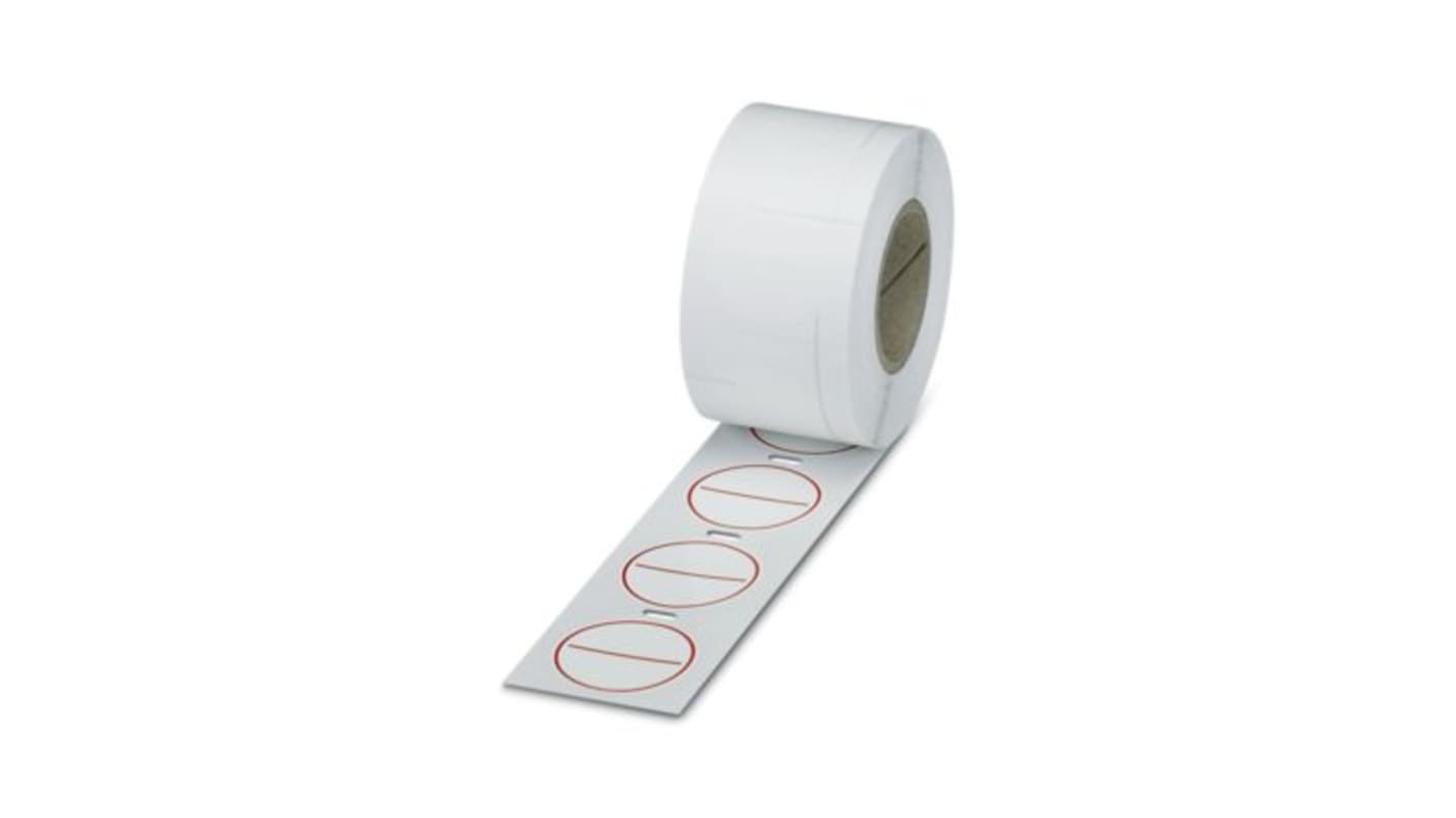 Phoenix Contact PML-C101 White Red Print Label Roll, 39mm Width, 39mm Height, 500Per Roll Qty