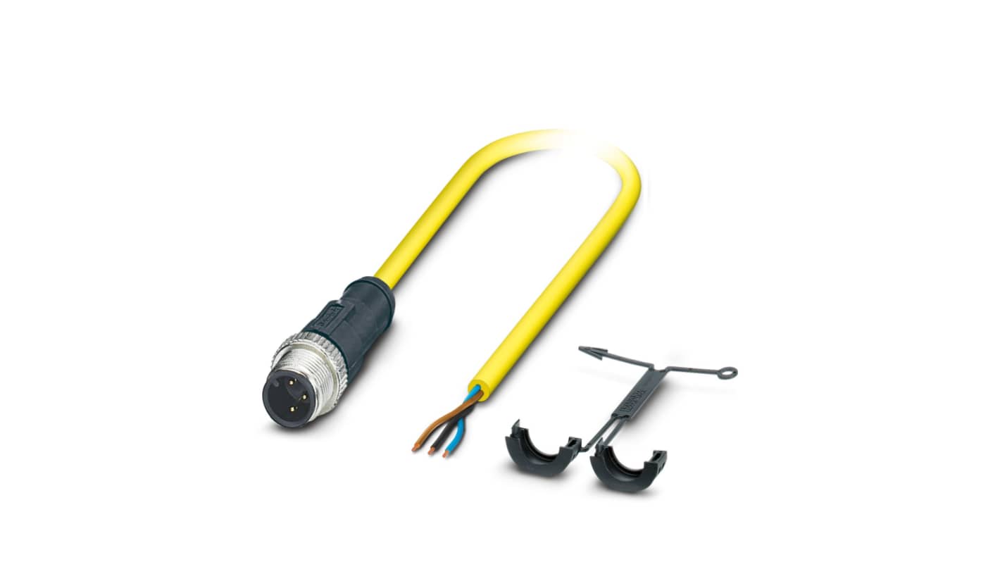 Phoenix Contact Straight Male 3 way M12 to Straight Free Ends Actuator/Sensor Cable, 10m