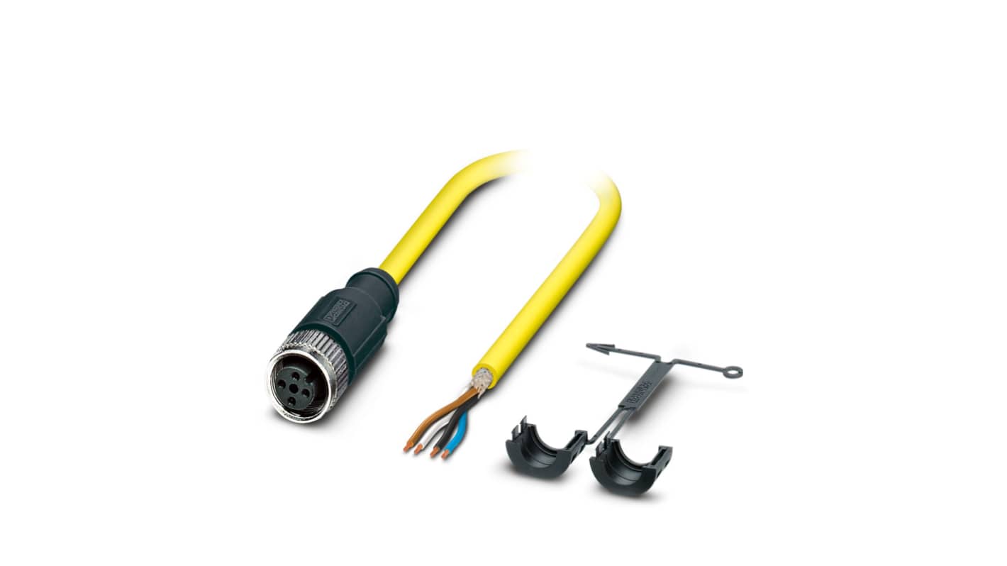 Phoenix Contact Straight Female 4 way M12 to Straight Free Ends Actuator/Sensor Cable, 10m