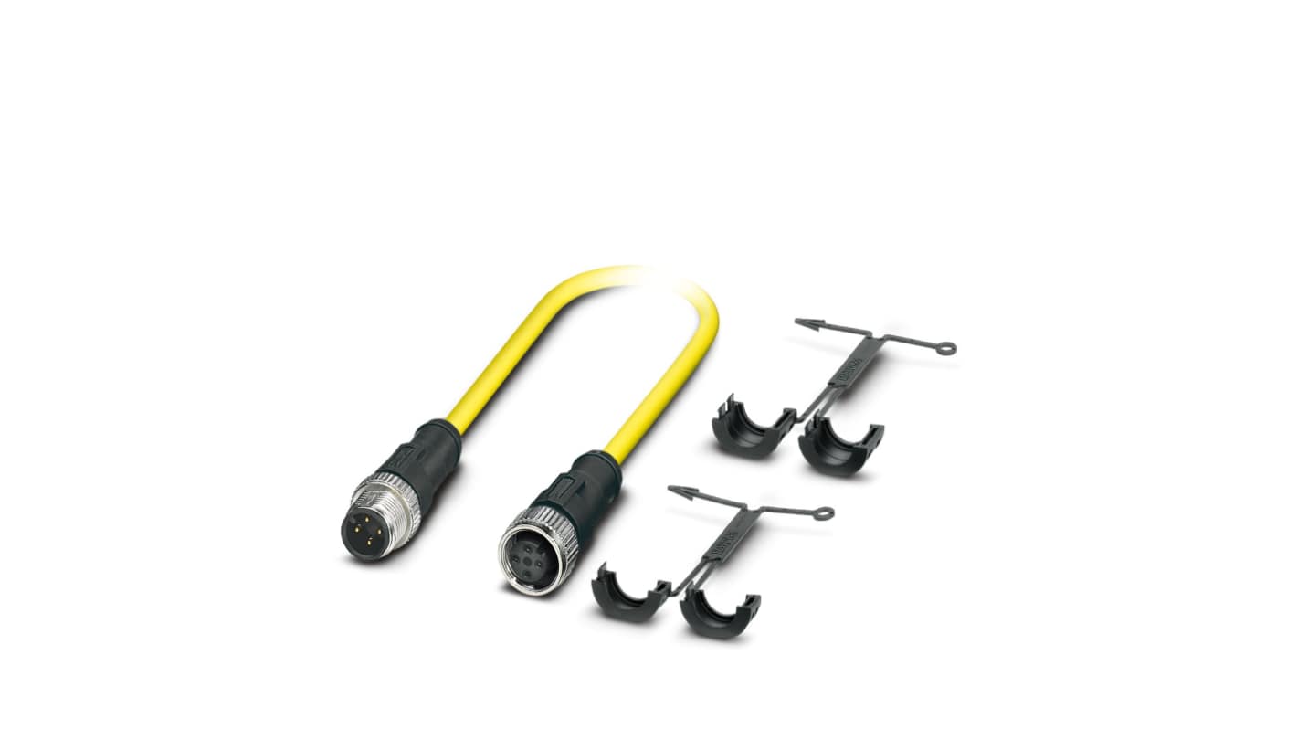 Phoenix Contact Straight Male 4 way M12 to Straight Female 4 way M12 Actuator/Sensor Cable, 500mm
