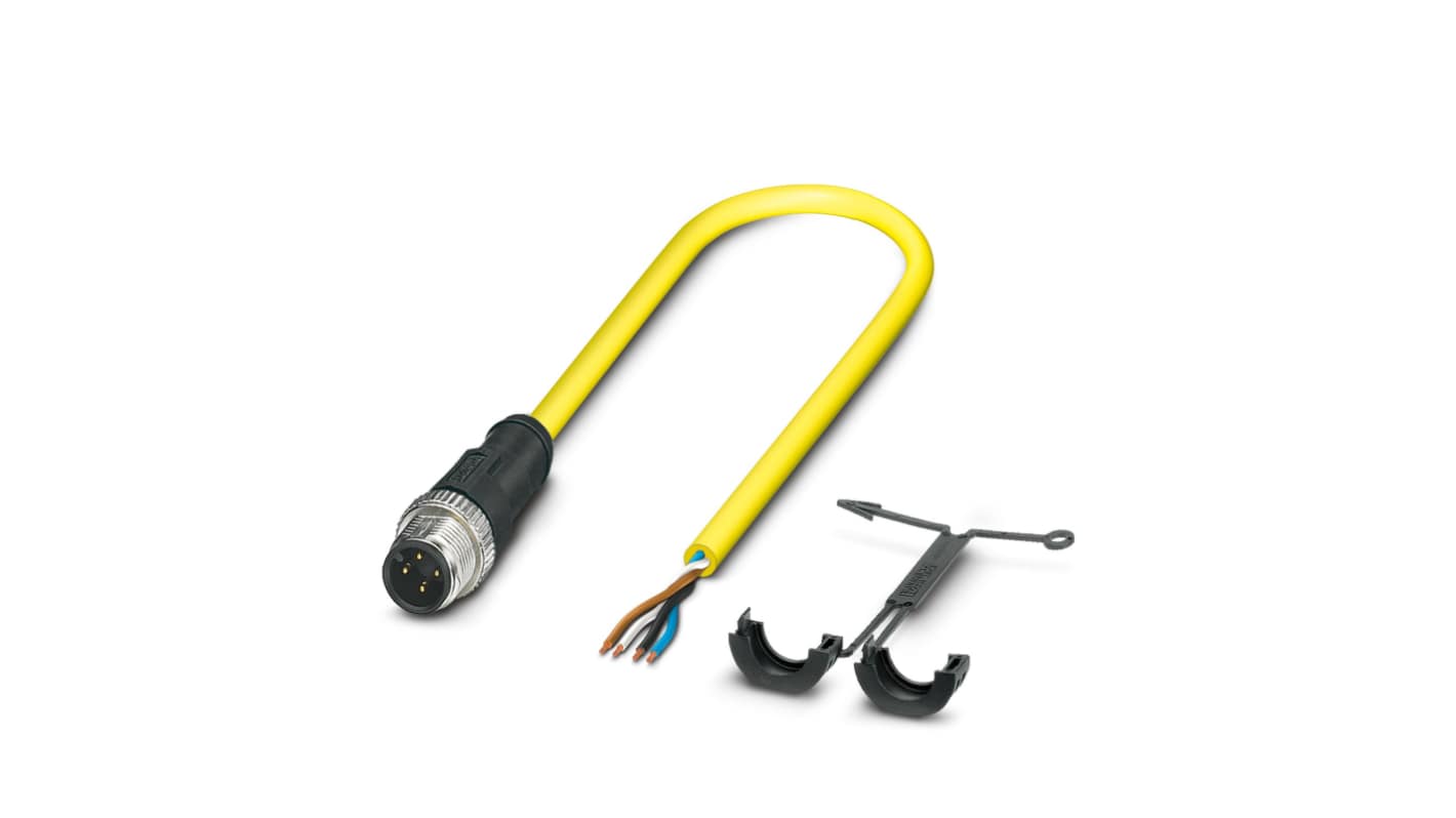 Phoenix Contact Straight Male 4 way M12 to Free Ends Actuator/Sensor Cable, 10m
