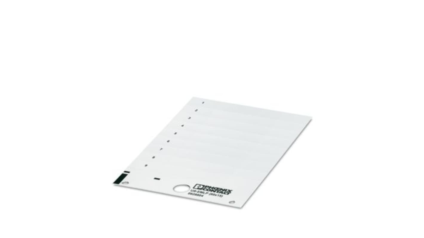 Phoenix Contact US-EML White on White Cable Labels, 15 mm Length, 60 mm Width, 14.9mm Label Length, 59.7mm Label Width