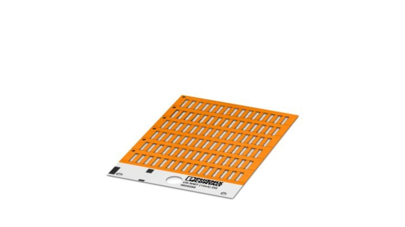 Phoenix Contact US-WMT Cable Binder Cable Marker, Orange, Pre-printed "Unlabeled", 0.6 → 50mm Cable, for