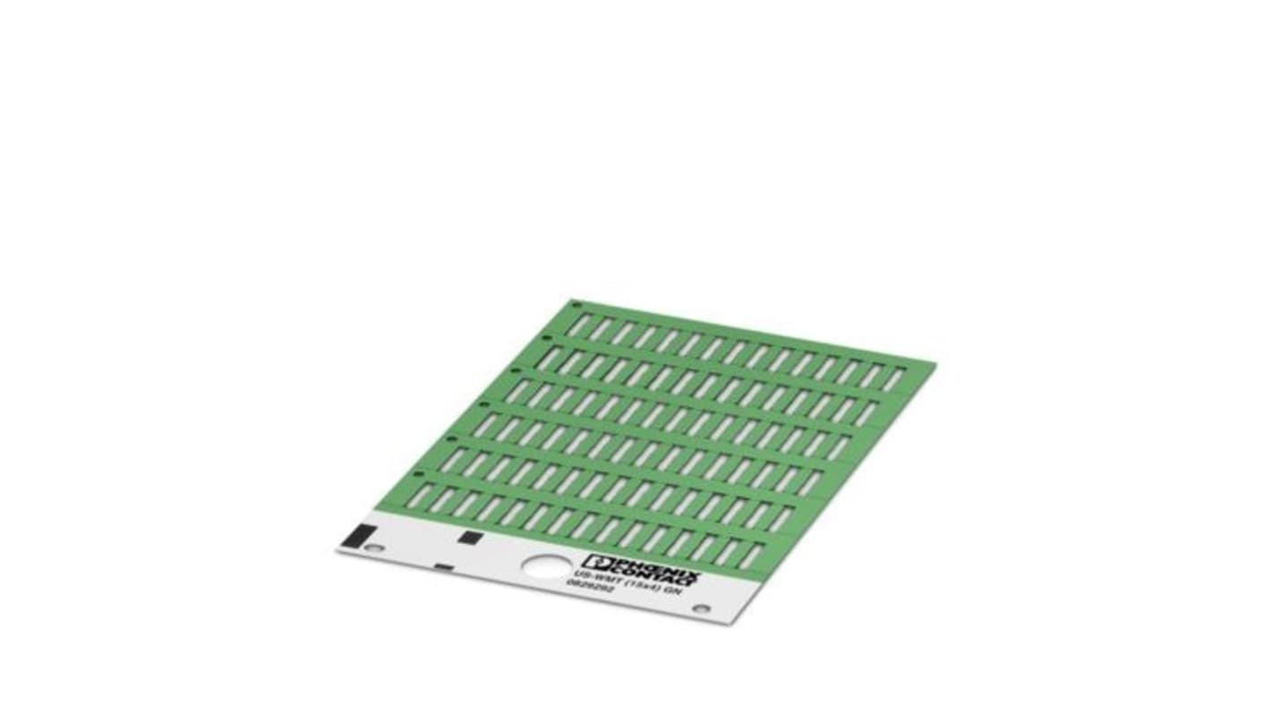 Phoenix Contact US-WMT Cable Binder Cable Marker, Green, Pre-printed "Unlabeled", 0.6 → 50mm Cable, for