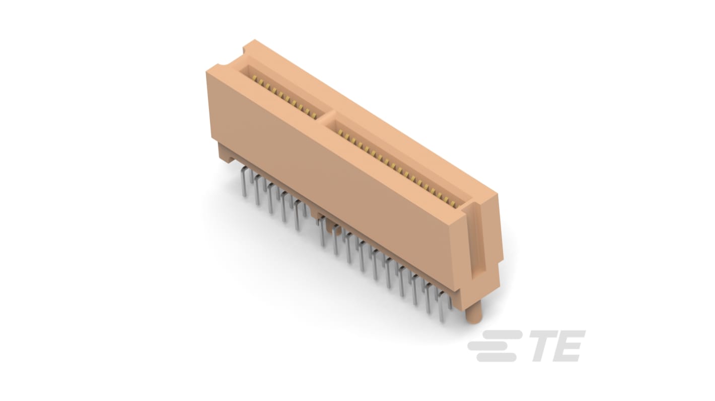 TE Connectivity 1-5650090-2 Series Vertical Female Edge Connector, Board Mount, 60-Contacts, 1.27mm Pitch, 2-Row,