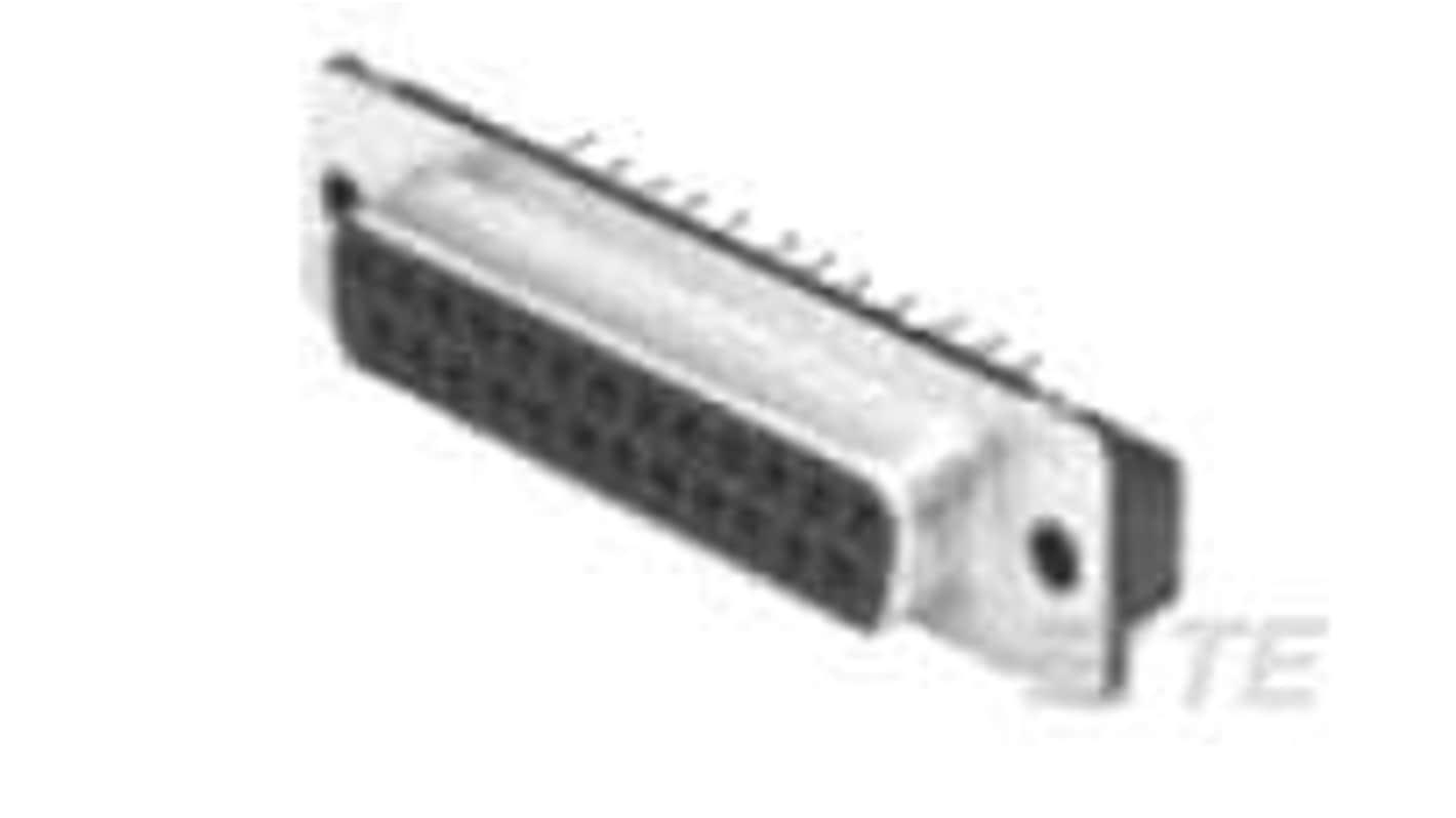 TE Connectivity 2-338 25 Way Vertical Board Mount D-sub Connector Receptacle, 2.74mm Pitch, with Boardlock