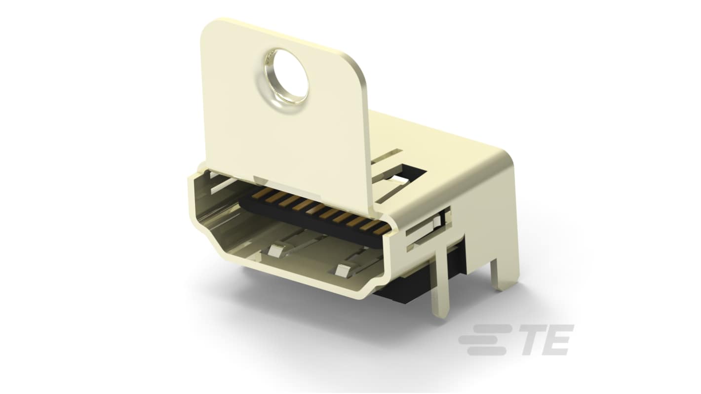 TE Connectivity Standard 19 Way Receptacle Right Angle HDMI Connector