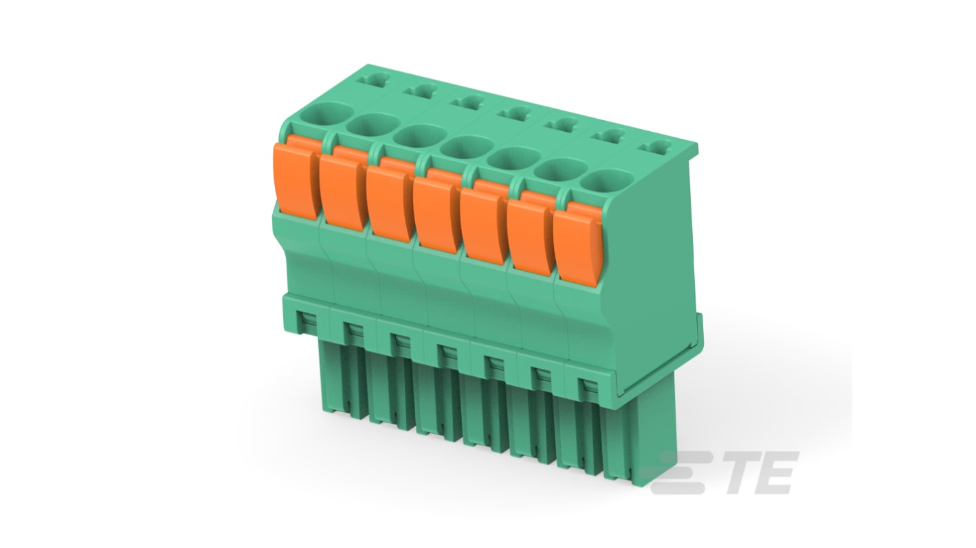 TE Connectivity, 3.5mm Pitch, Buchanan, 7 Way, Vertical, Pluggable Terminal Block, Plug, Board Mount, Push In