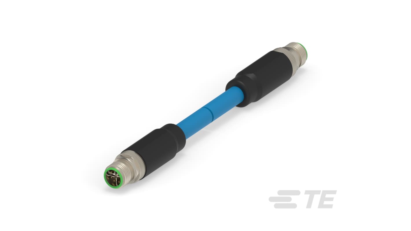 TE Connectivity Straight Male 8 way M12 to Straight Male 8 way M12 Sensor Actuator Cable, 9m