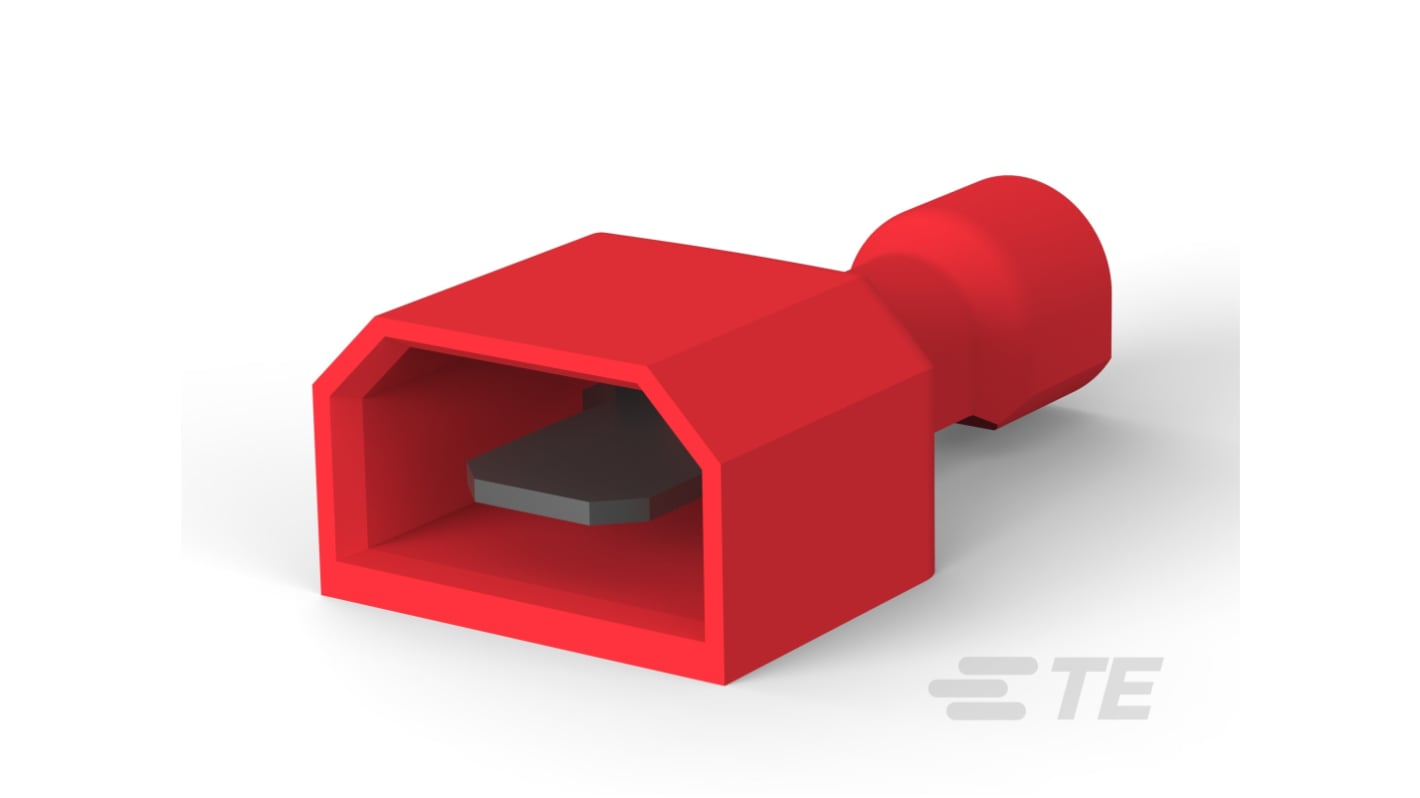TE Connectivity Ultra-Fast 187 Red Insulated Spade Connector, Quick Disconnect Tab, 4.75mm Tab Size