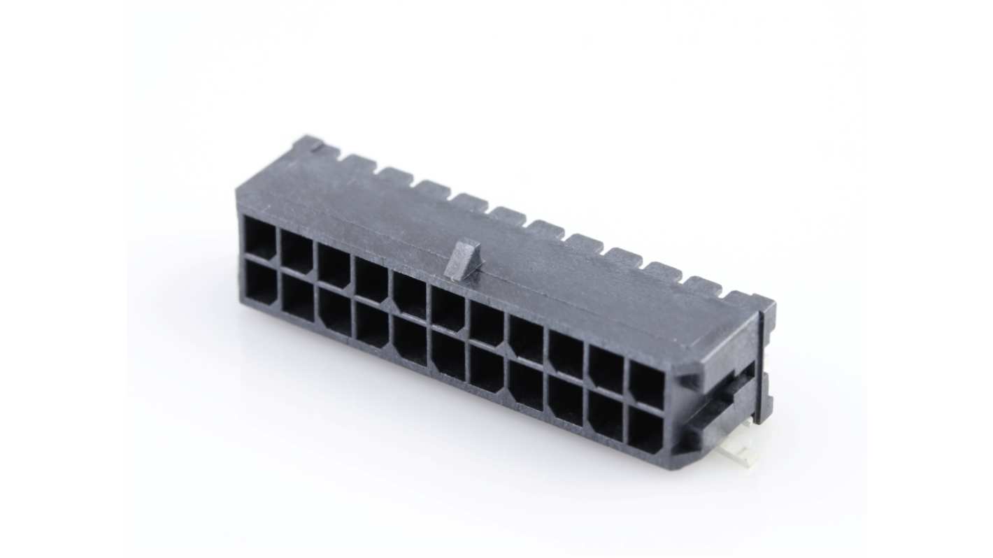 TE Connectivity 43045 Series Right Angle SMT Mount PCB Header, 22 Contact(s), 3mm Pitch, 3 Row(s), Shrouded