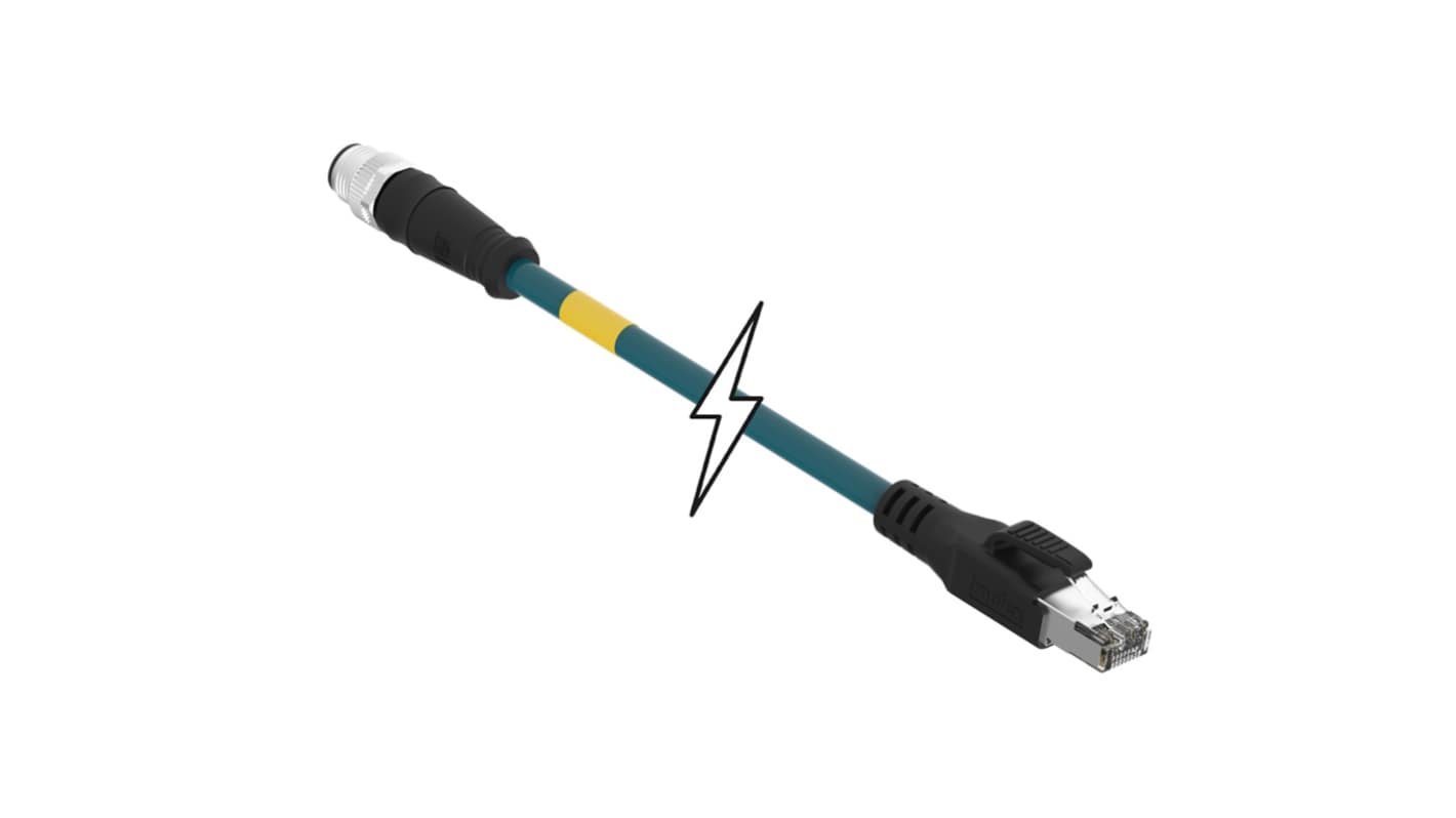 TE Connectivity120108, 5m Cat5e, Green M12 to Male RJ45 Male Shielded, Terminated TPE Sheath