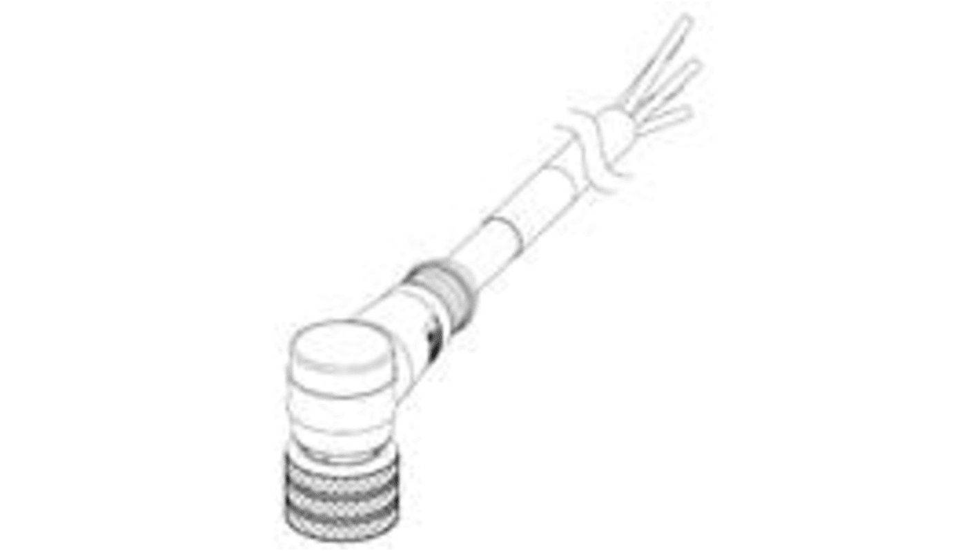 TE Connectivity Right Angle Female M12 to Pigtail Actuator/Sensor Cable, 5m