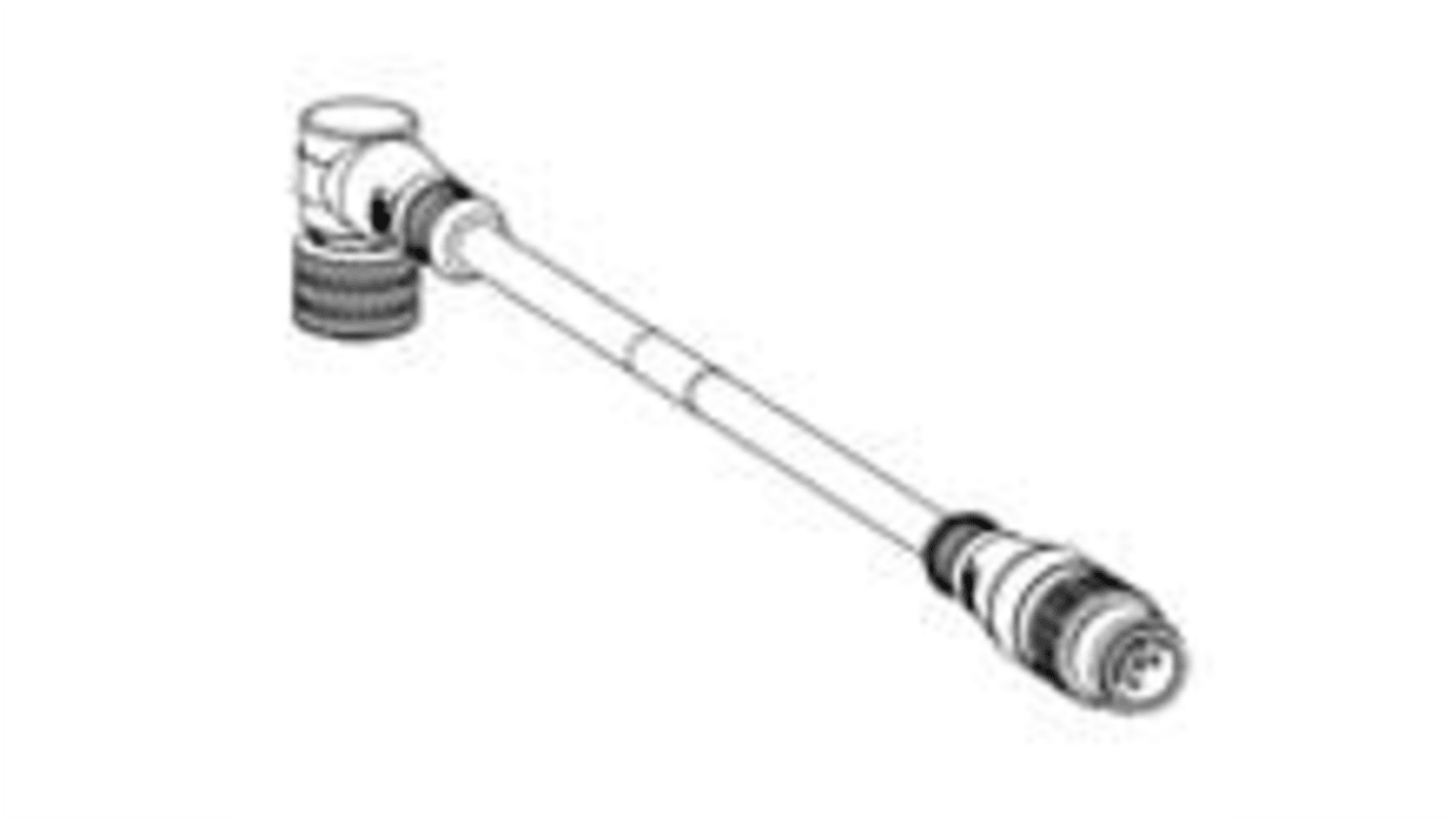 TE Connectivity Right Angle Female M12 to Straight Male M12 Cable, 2m