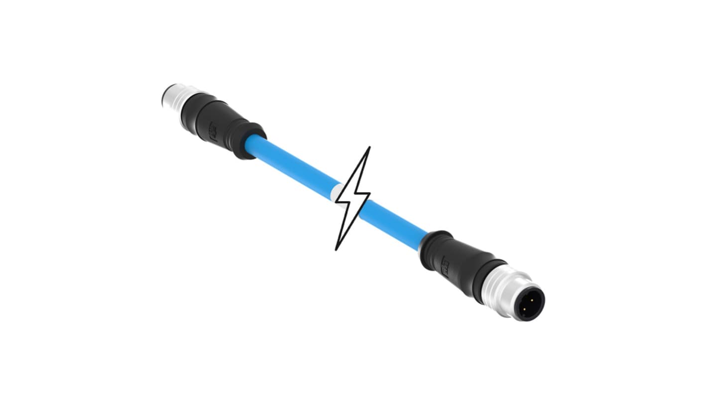 Straight Male M12 to Straight Male M12 Cordset, 45m