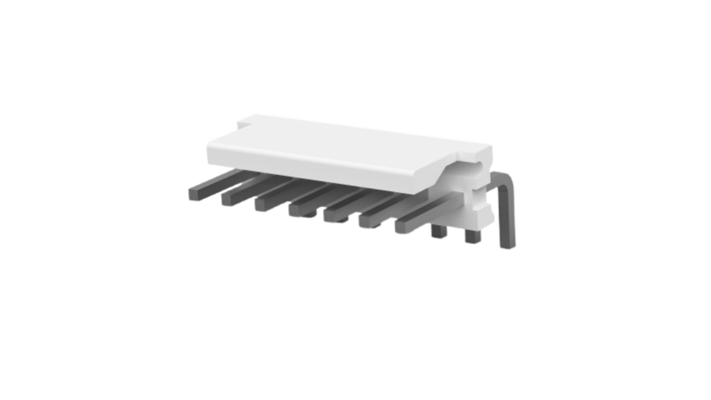 TE Connectivity 3-644 Series Right Angled Board Mount PCB Header, 7 Contact(s), 3.96mm Pitch, 1 Row(s), Shrouded