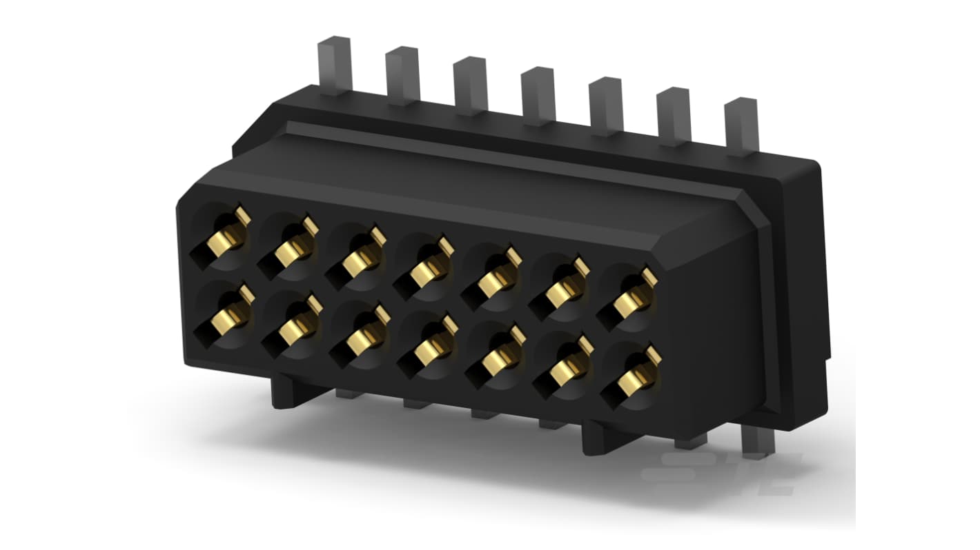 TE Connectivity 4-176 Series Vertical Board Mount PCB Header, 14 Contact(s), 1.25mm Pitch, 2 Row(s), Shrouded