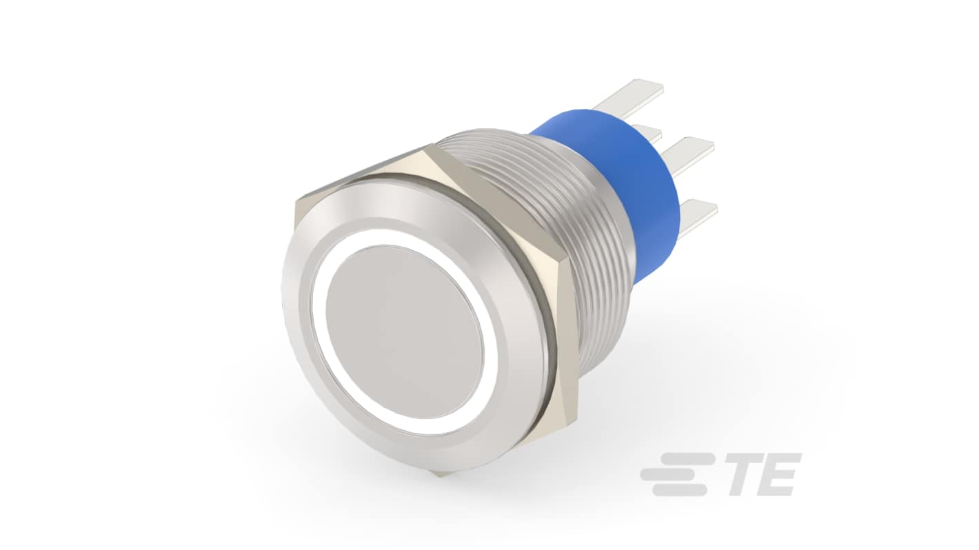 TE Connectivity Alcoswitch AV22 Series Illuminated Push Button Switch, Momentary, Bushing, Double Pole - Single Throw,