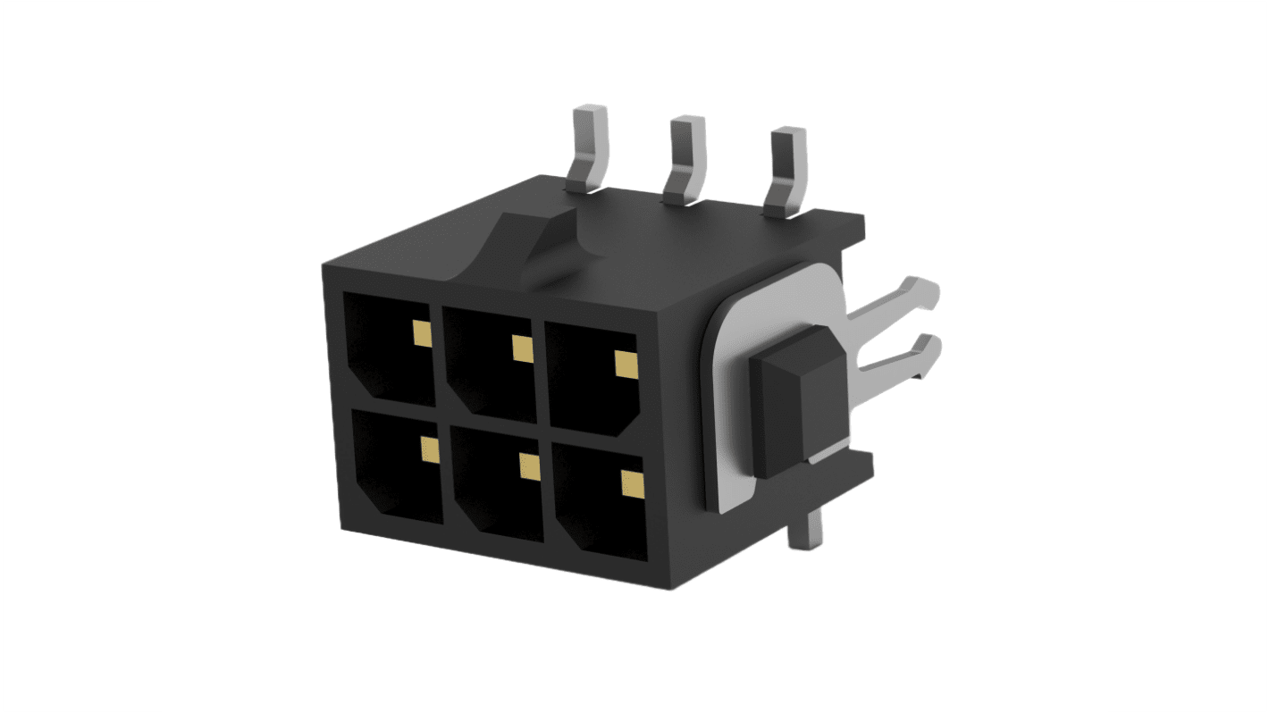 TE Connectivity MATE-N-LOK Series Vertical Surface Mount PCB Header, 6 Contact(s), 3mm Pitch, 2 Row(s), Shrouded