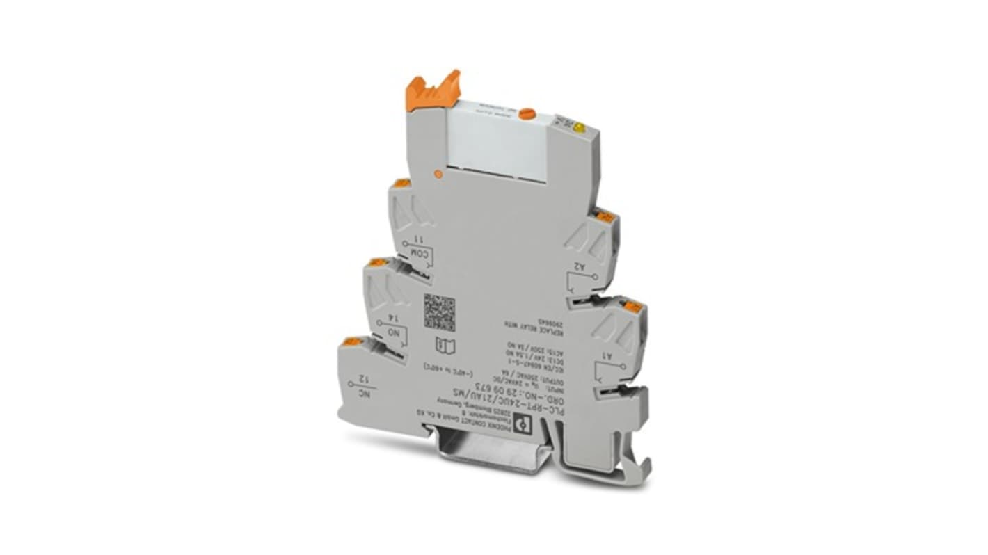 Phoenix Contact PLC-RPT- 24UC/21AU/MS Series Relay for Use with PLC, Voltage, Single Switch Contact, 24 V ac/dc