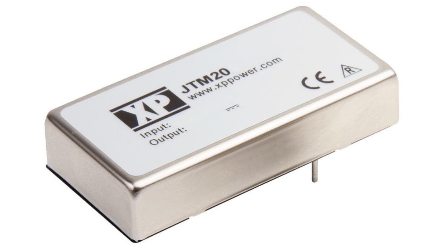 XP Power JTM20 DC-DC Converter, 5V dc/ 4A Output, 9 → 36 V dc Input, 60W, Through Hole, +105°C Max Temp -40°C