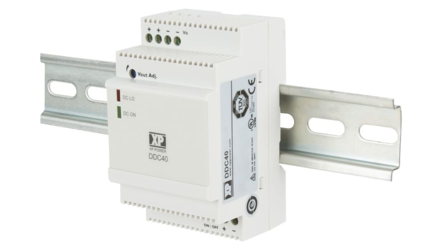 XP Power DDC30 DC-DC Converter, 9V dc/ 4A Output, 5 → 24 V dc Input, 36W, DIN Rail Mount, +70°C Max Temp -40°C