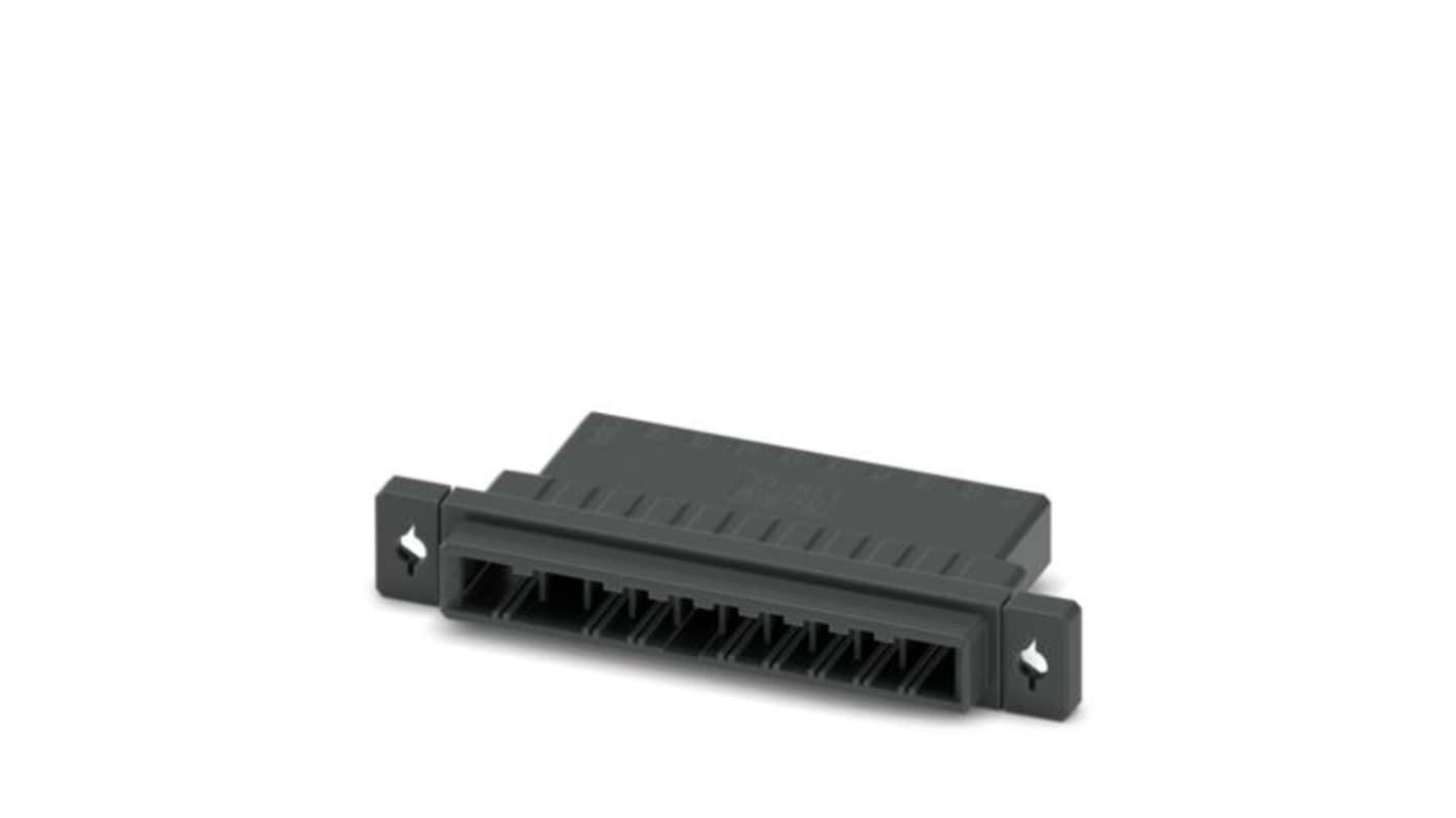 Phoenix Contact D32H Series Panel Feed Through Terminal Plug, 10-Contact, 5.08mm Pitch, Snap-In, 1-Row, Crimp