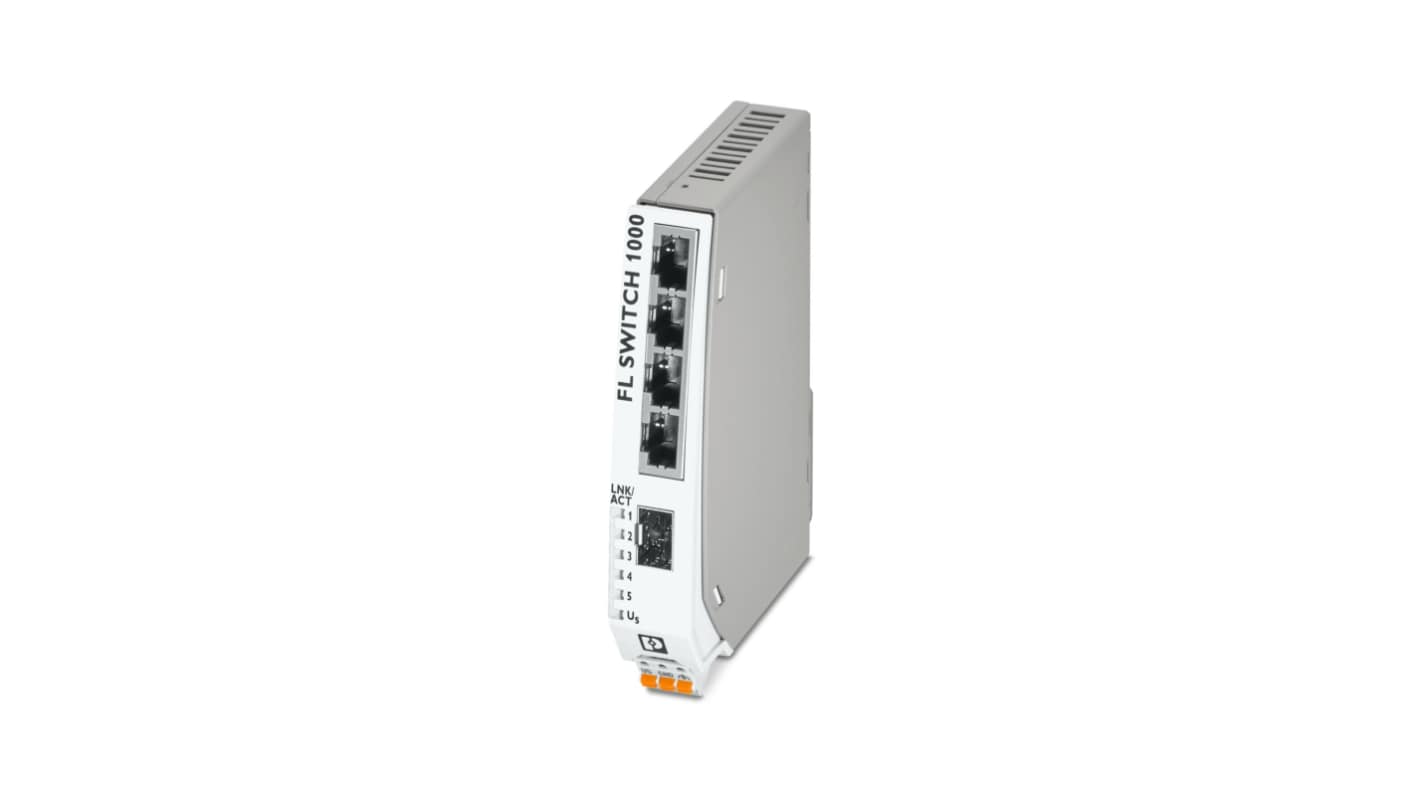 Phoenix Contact FL SWITCH 1104NT-SFP, Unmanaged 5 Port Ethernet Switch, RJ-45