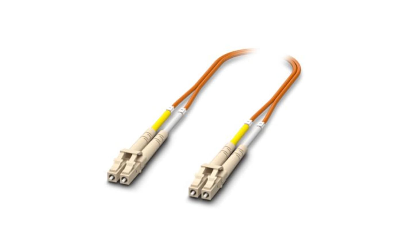 Phoenix Contact LC to LC Duplex Multi Mode OS2 Fibre Optic Cable, 62.5/125μm, Orange, 500mm