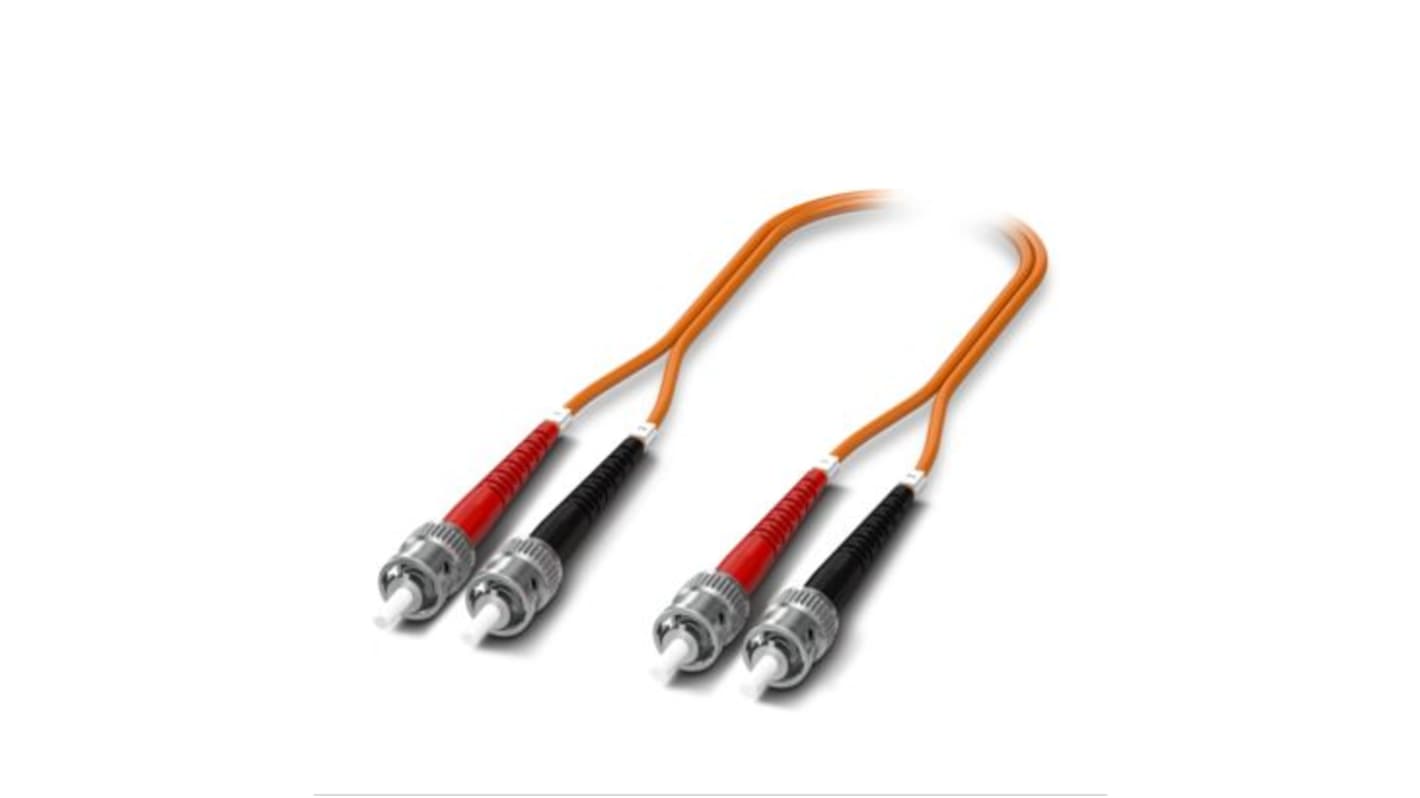 Phoenix Contact LC to ST x 2 Duplex Multi Mode OS2 Fibre Optic Cable, 62.5/125μm, Orange, 500mm