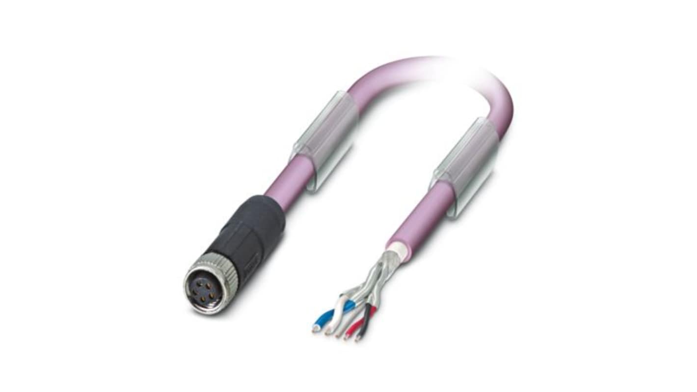 Phoenix Contact Free Ends to Right Angle Female 5 way M8 Cable Assembly, 1.5m