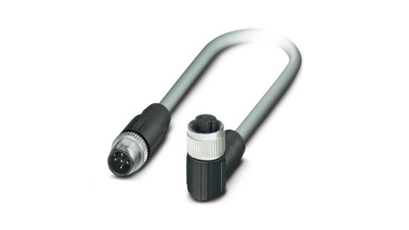 Phoenix Contact Straight Male 5 way M12 to Right Angle Female 5 way M12 Bus Cable, 500mm