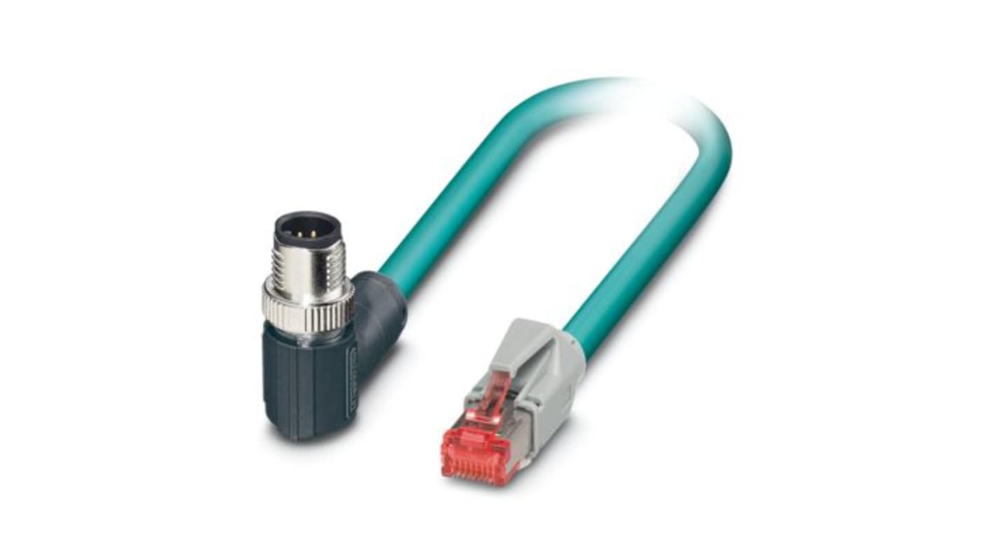 Phoenix ContactNBC-MR/ 2, 2m Cat5, Blue M12 to Male RJ45 Male, Shielded Shielded, Terminated Polyurethane Sheath