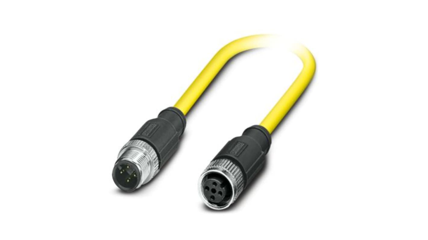 Phoenix Contact Straight Male 4 way M12 to Straight Female 4 way M12 Actuator/Sensor Cable, 500mm