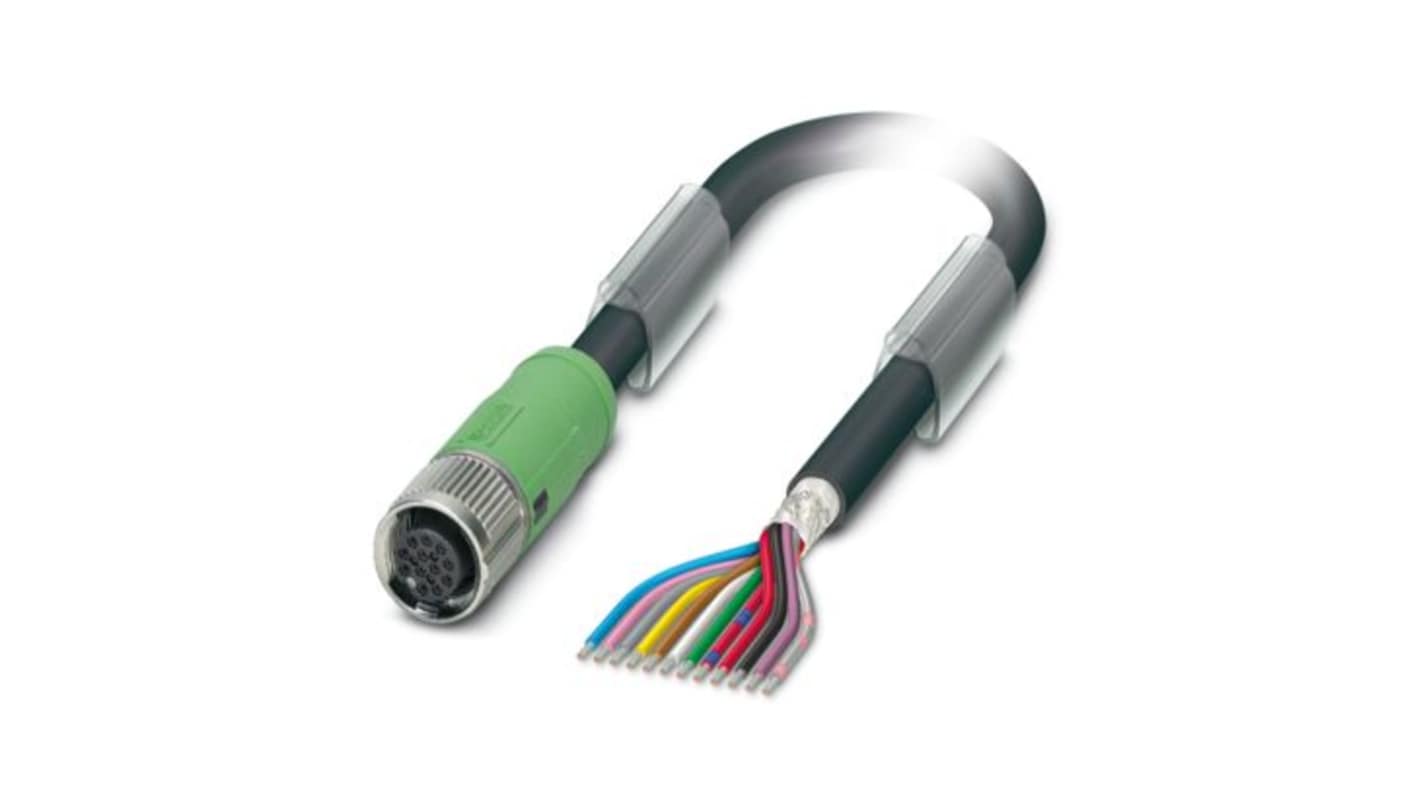 Phoenix Contact Free Ends to Straight Male 12 way M12 Sensor Actuator Cable, 15m