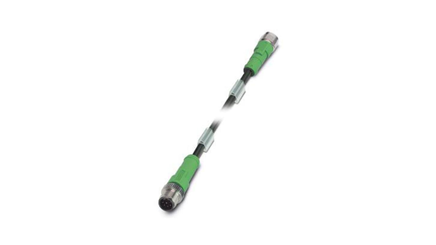 Phoenix Contact Straight Male 8 way M12 to Straight Female 8 way M12 Actuator/Sensor Cable, 20m
