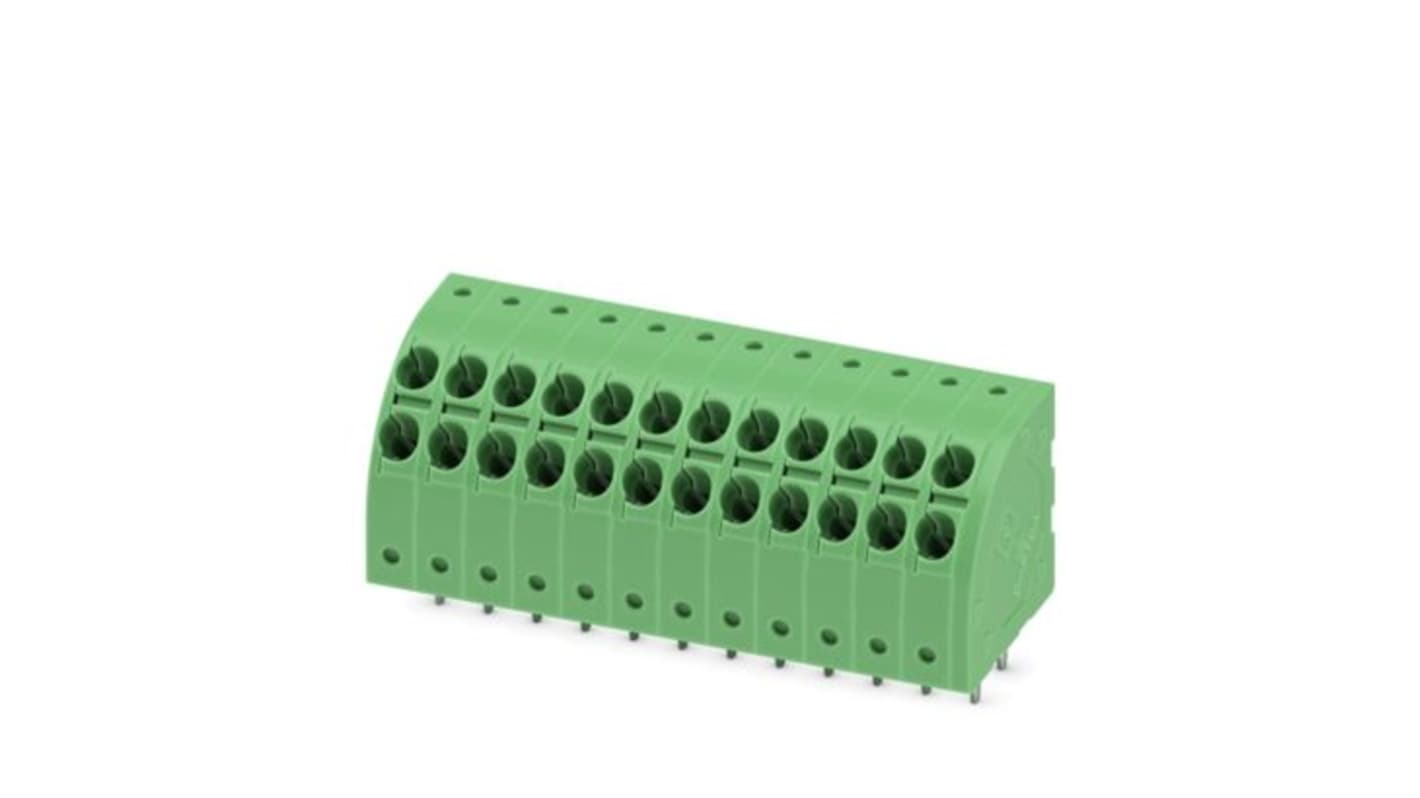 Phoenix Contact PTDA 1 Series PCB Terminal Block, 12-Contact, 3.5mm Pitch, Wave Soldering, 1-Row, Push In Spring