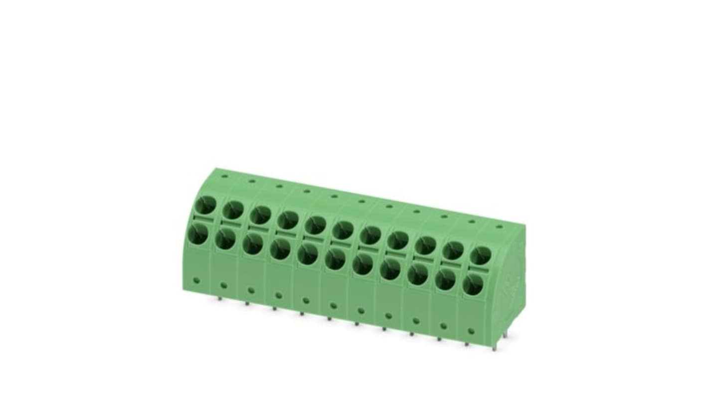 Phoenix Contact PTDA 2 Series PCB Terminal Block, 11-Contact, 5mm Pitch, Wave Soldering, 1-Row, Push In Spring