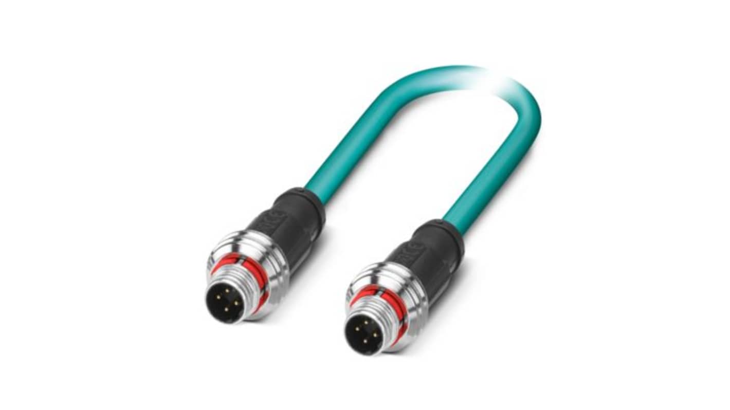Phoenix ContactNBC, 5m Cat5, Light Blue M12 to Male M12 Male, Shielded Shielded, Terminated Polyurethane Sheath