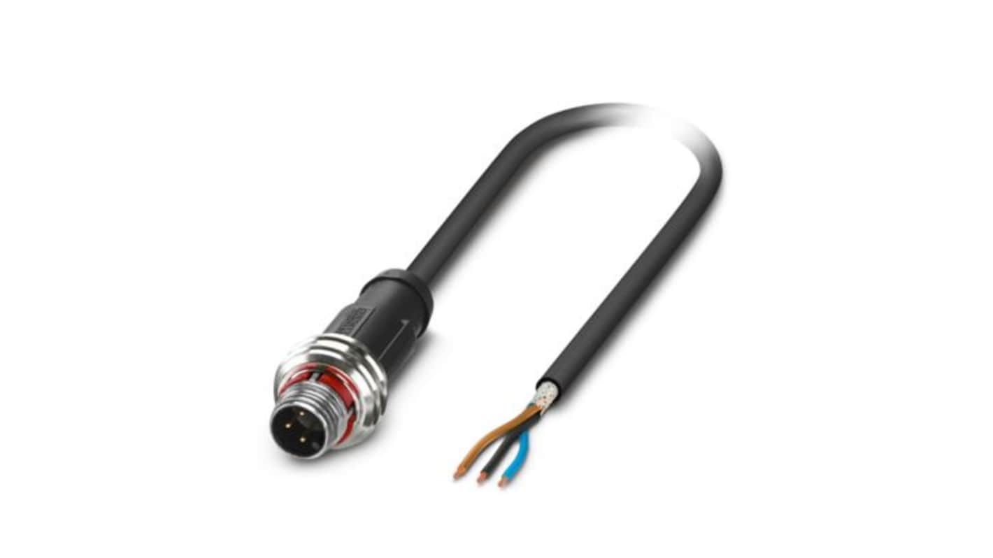 Phoenix Contact Straight Male 3 way M12 to Free Ends Sensor Actuator Cable, 3m