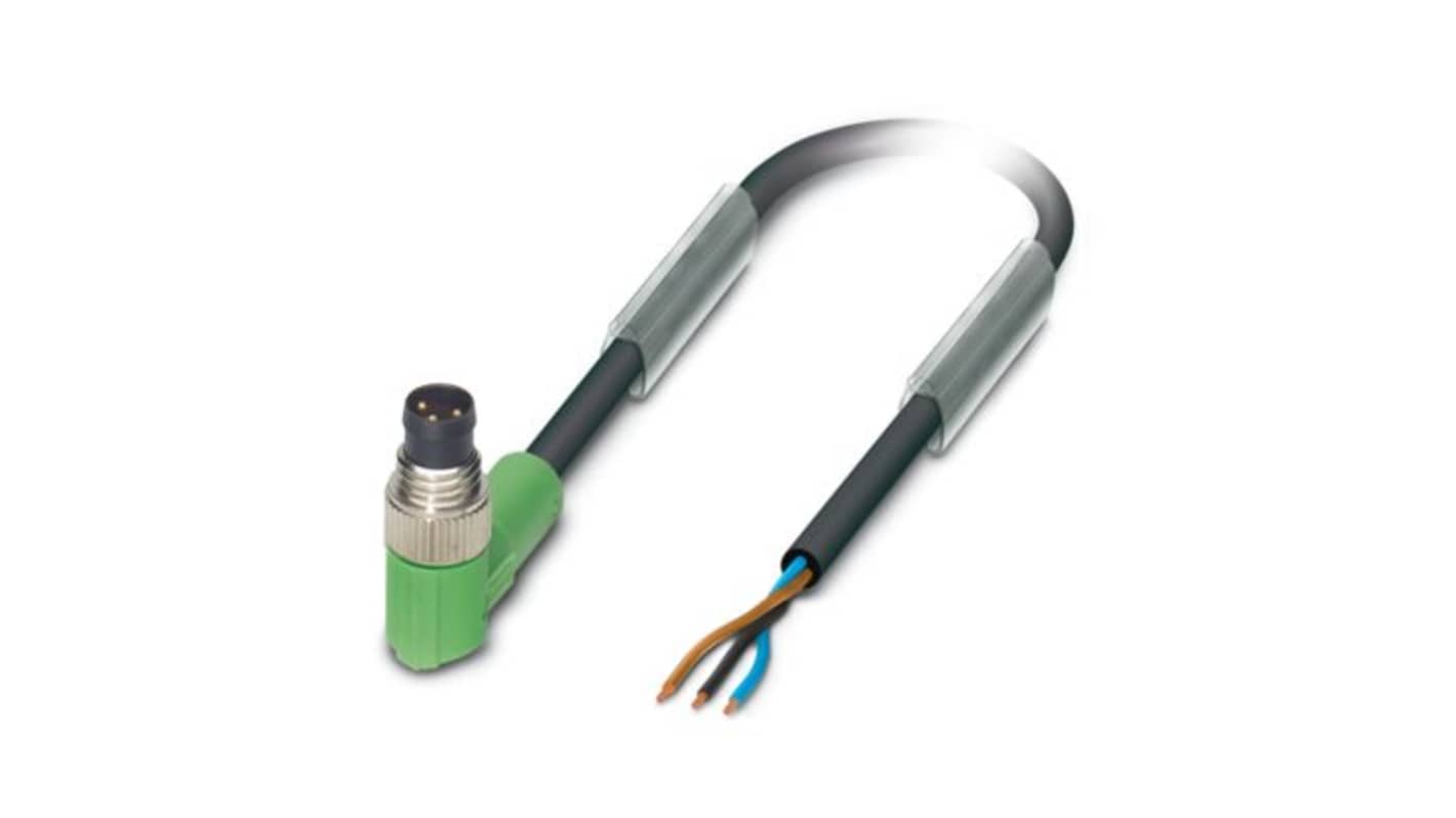 Phoenix Contact Right Angle Male 3 way M8 to Unterminated Actuator/Sensor Cable, 10m